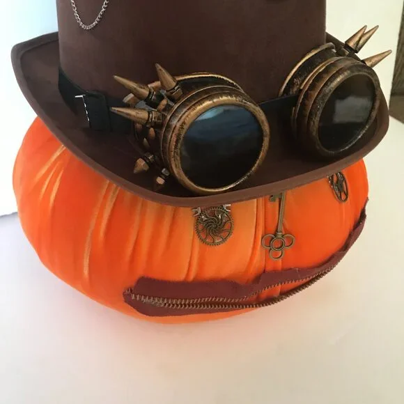 Orange Steampunk Velvet Pumpkin 🎃 - Picture 4 of 12